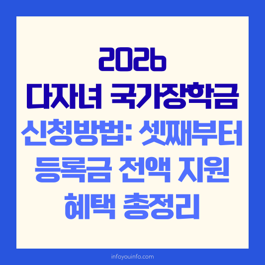 2026 다자녀 국가장학금 신청방법 셋째부터 등록금 전액 지원 혜택 총정리