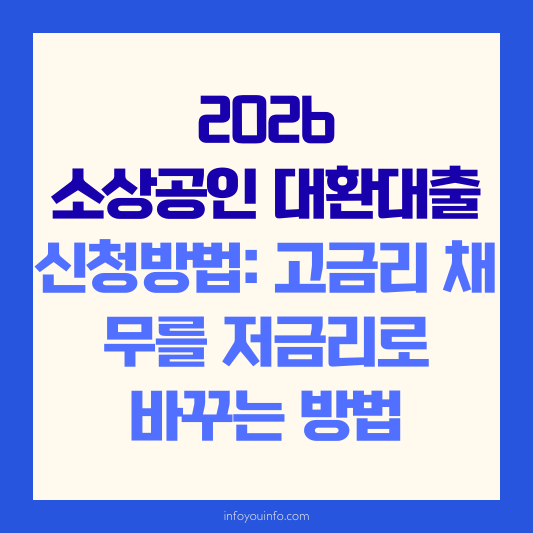 2026 소상공인 대환대출 신청방법 고금리 채무를 저금리로 바꾸는 법