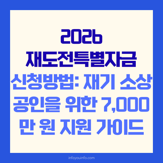 2026 재도전특별자금 신청방법 재기 소상공인을 위한 7,000만 원 지원 가이드