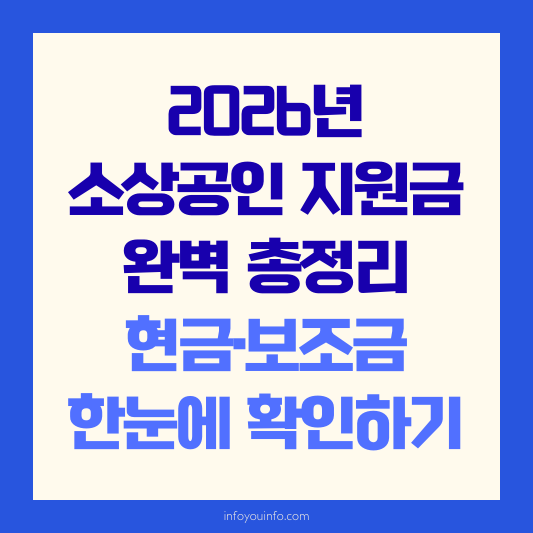 2026년 소상공인 지원금 총정리｜현금·보조금 한눈에