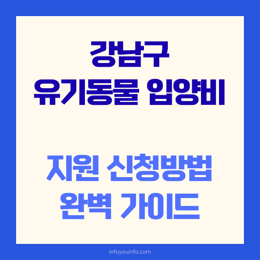 강남구 유기동물 입양비 지원 완벽 가이드