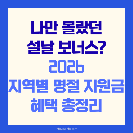 나만 몰랐던 설날 보너스 2026 지역별 명절 지원금 혜택 총정리