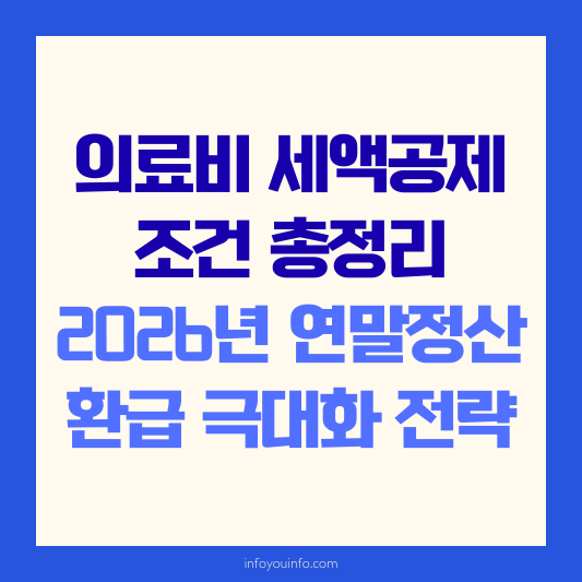 의료비 세액공제 조건 총정리｜2026년 연말정산 환급 극대화 전략