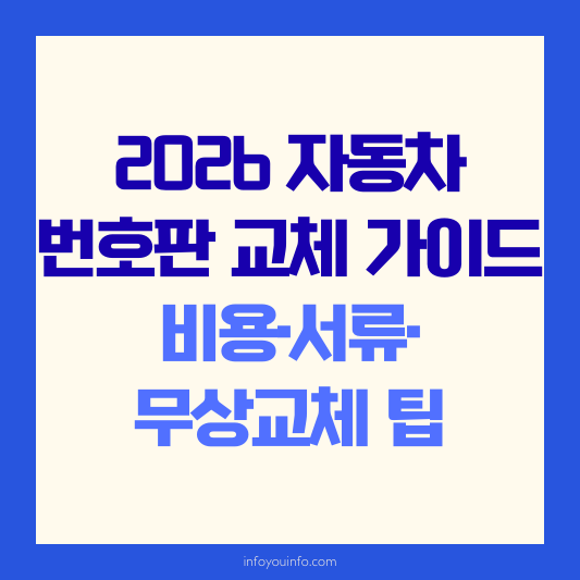 2026 자동차 번호판 교체 가이드｜비용·서류·무상교체 팁