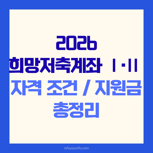 2026 희망저축계좌 Ⅰ·Ⅱ 완벽 가이드｜자격 조건 및 지원금 총정리