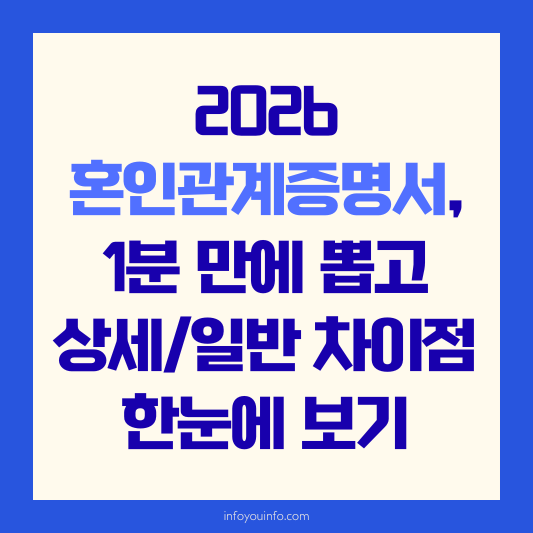 혼인관계증명서, 1분 만에 뽑고 상세일반 차이점 한눈에 보기