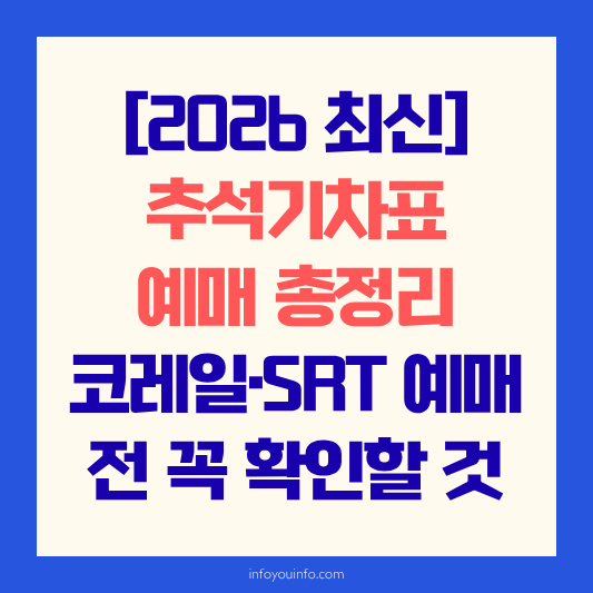 [2026 최신] 추석기차표 예매 총정리 코레일·SRT 예매 전 꼭 확인할 것