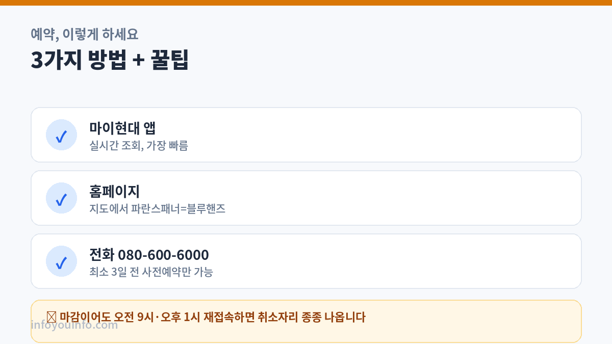 현대자동차 서비스센터 예약 방법 3가지와 꿀팁